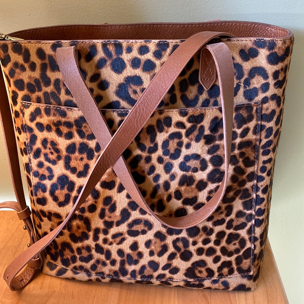 Madewell Leopard genuine calf hair medium transport tote